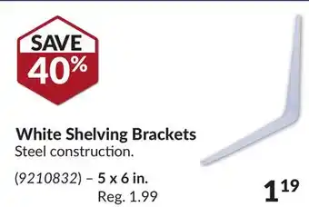 Princess Auto White Shelving Brackets offer