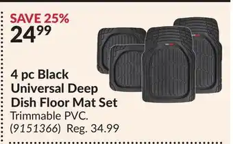 Princess Auto 4 pc Black Universal Deep Dish Floor Mat Set offer