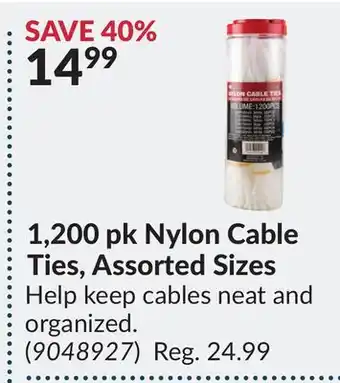 Princess Auto 1,200 pk Nylon Cable Ties, Assorted Sizes offer