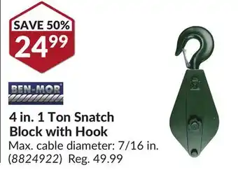 Princess Auto 4 in. 1 Ton Snatch Block with Hook offer