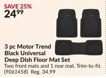 Princess Auto 3 pc Motor Trend Black Universal Deep Dish Floor Mat Set offer