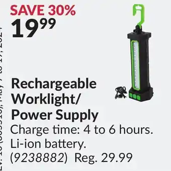 Princess Auto Rechargeable Worklight/Power Supply offer
