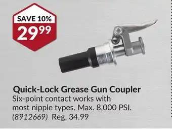Princess Auto Quick-Lock Grease Gun Coupler offer