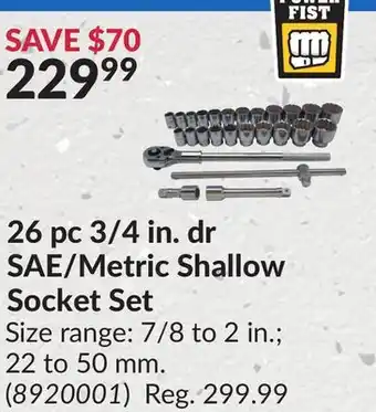 Princess Auto 26 pc 3/4 in. dr SAE/Metric Shallow Socket Set offer