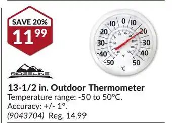 Princess Auto 13-1/2 in. Outdoor Thermometer offer