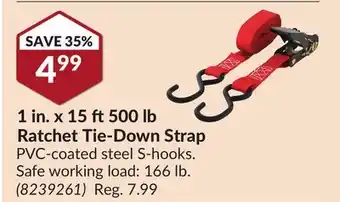 Princess Auto 1 in. x 15 ft500 lb Ratchet Tie-Down Strap offer