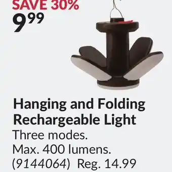 Princess Auto Hanging and Folding Rechargeable Light offer