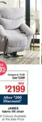 La Z Boy JAMES fabric lift chair offer