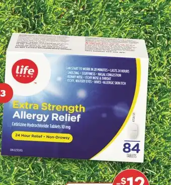 Real Canadian Superstore LIFE BRAND EXTRA STRENGTH ALLERGY RELIEF TABLETS, 84's offer