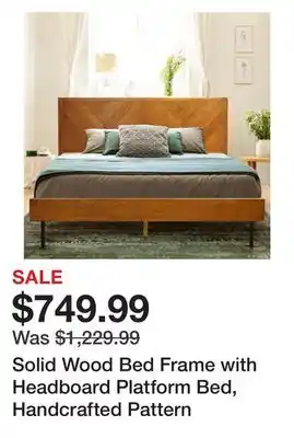 Wayfair Solid Wood Bed Frame with Headboard Platform Bed, Handcrafted Pattern offer