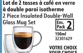 Hart 2 Piece Insulated Double-Wall Glass Mug Set offer