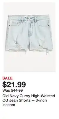 Old Navy Old Navy Curvy High-Waisted OG Jean Shorts -- 3-inch inseam offer
