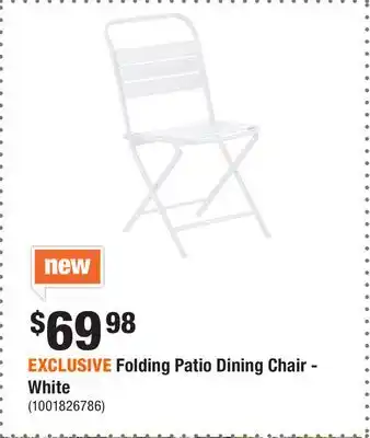 Home Depot EXCLUSIVE Folding Patio Dining Chair - White offer