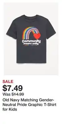 Old Navy Old Navy Matching Gender-Neutral Pride Graphic T-Shirt for Kids offer