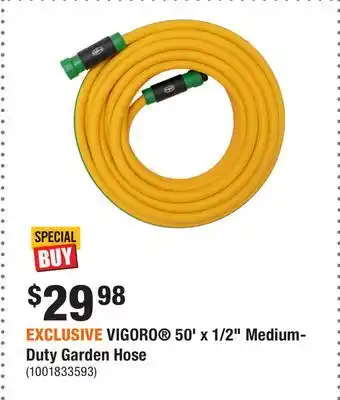 Home Depot EXCLUSIVE VIGORO 50' x 1/2 Medium-Duty Garden Hose offer