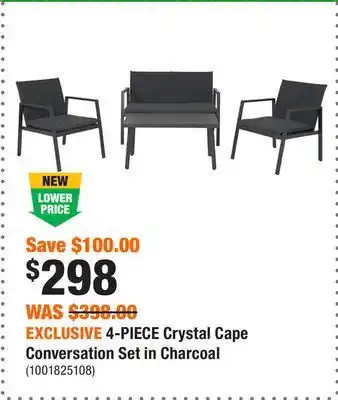 Home Depot EXCLUSIVE 4-PIECE Crystal Cape Conversation Set in Charcoal offer