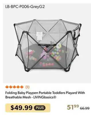 Shopper+ Folding Baby Playpen Portable Toddlers Playard With Breathable Mesh - LIVINGbasics offer