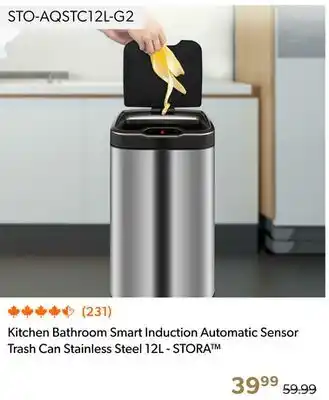 Shopper+ Kitchen Bathroom Smart Induction Automatic Sensor Trash Can Stainless Steel 12L - STORA offer