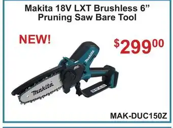 Atlas Tools & Machinery Makita 18V LXT Brushless 6 Pruning Saw Bare Tool offer