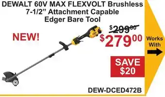 Atlas Tools & Machinery DEWALT 60V MAX FLEXVOLT Brushless 7-1/2 Attachment Capable Edger Bare Tool offer