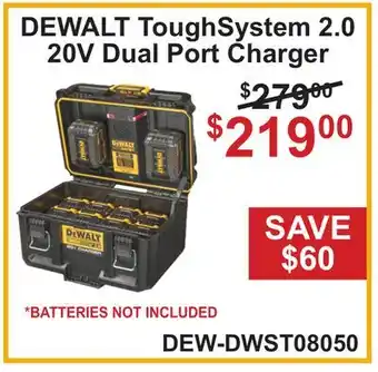 Atlas Tools & Machinery DEWALT ToughSystem 2.0 20V Dual Port Charger offer