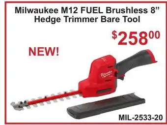 Atlas Tools & Machinery Milwaukee M12 FUEL Brushless 8 Hedge Trimmer Bare Tool offer
