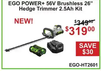 Atlas Tools & Machinery EGO POWER+ 56V Brushless 26 Hedge Trimmer 2.5Ah Kit offer