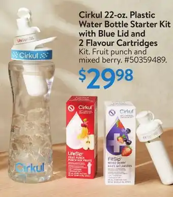 Walmart Cirkul 22-oz. Plastic Water Bottle Starter Kit with Blue Lid and 2 Flavour Cartridges offer