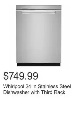 Costco Whirlpool 24 in Stainless Steel Dishwasher with Third Rack offer