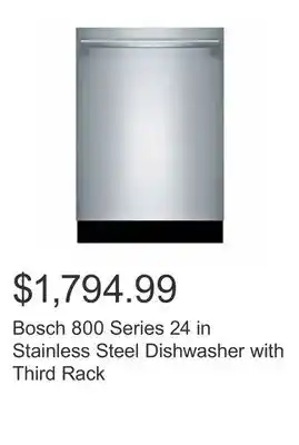 Costco Bosch 800 Series 24 in Stainless Steel Dishwasher with Third Rack offer
