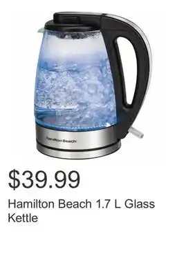 Costco Hamilton Beach 1.7 L Glass Kettle offer