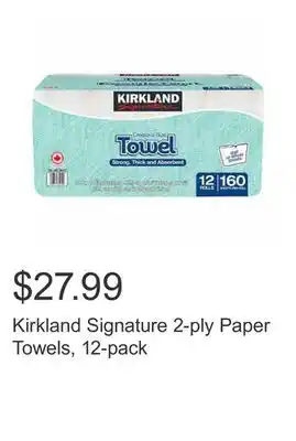 Costco Kirkland Signature 2-ply Paper Towels, 12-pack offer