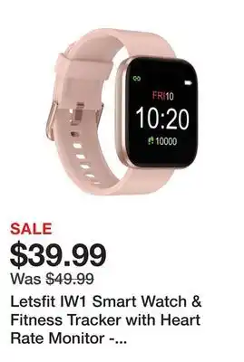 Newegg Letsfit IW1 Smart Watch & Fitness Tracker with Heart Rate Monitor - Pink, SpO2 blood oxygen, 1.4 LCD touchscreen offer