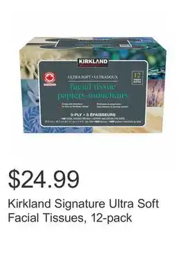 Costco Kirkland Signature Ultra Soft Facial Tissues, 12-pack offer