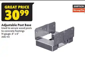 Home Hardware Adjustable Post Base offer
