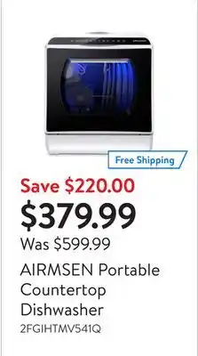 Walmart AIRMSEN Portable Countertop Dishwasher offer