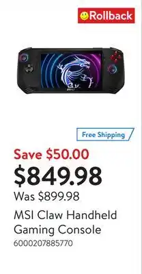Walmart MSI Claw Handheld Gaming Console offer
