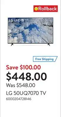 Walmart LG 50UQ7070 TV offer