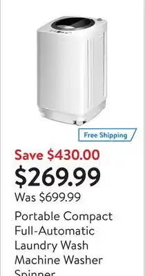 Walmart Portable Compact Full-Automatic Laundry Wash Machine Washer Spinner offer