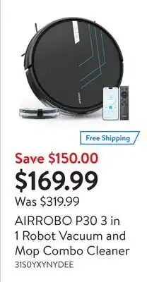 Walmart AIRROBO P30 3 in 1 Robot Vacuum and Mop Combo Cleaner offer