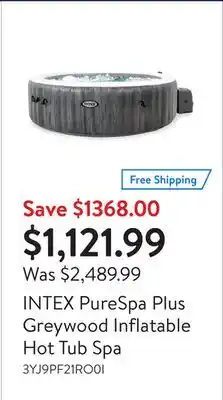 Walmart INTEX PureSpa Plus Greywood Inflatable Hot Tub Spa offer