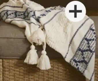 Home Depot Hampton Bay Multi Textured Throw In White And Blue​ offer