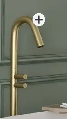 Home Depot Boyel Living Dual-Handle Floor Mounted Freestanding Tub Filler Faucet in Brushed Gold offer