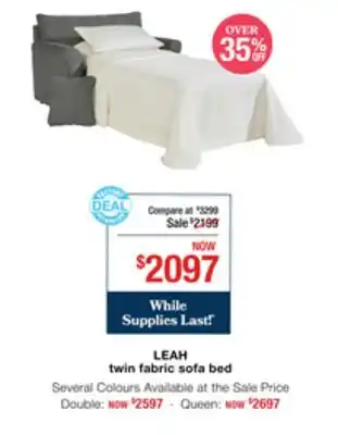 La Z Boy LEAH twin fabric sofa bed offer