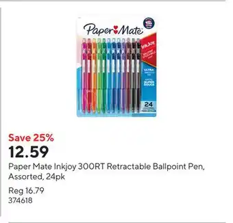Staples Paper Mate Inkjoy 300RT Retractable Ballpoint Pen, Assorted, 24pk offer
