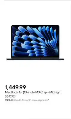 Staples MacBook Air (13-inch) M3 Chip - Midnight offer