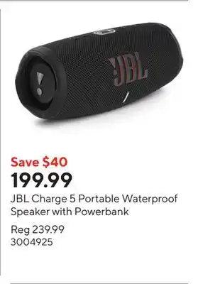 Staples JBL Charge 5 Portable Waterproof Speaker with Powerbank offer