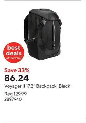 Staples Voyager II 17.3 Backpack, Black offer