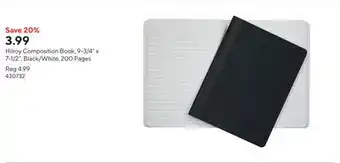 Staples Hilroy Composition Book, 9-3/4 x 7-1/2, Black/White, 200 Pages offer