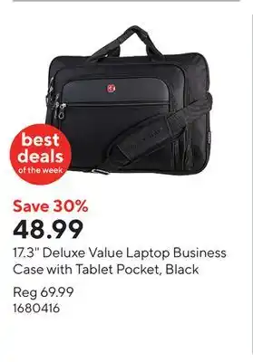 Staples 17.3 Deluxe Value Laptop Business Case with Tablet Pocket, Black offer